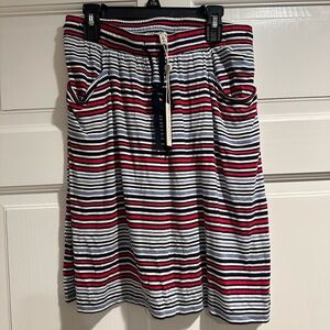 Max Studio Red, Blue and White Striped Skirt